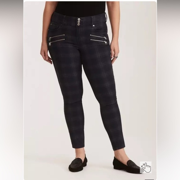 Torrid Multi-Zip Jeggings - Multi-Color Plaid Size 18R - Picture 2 of 15